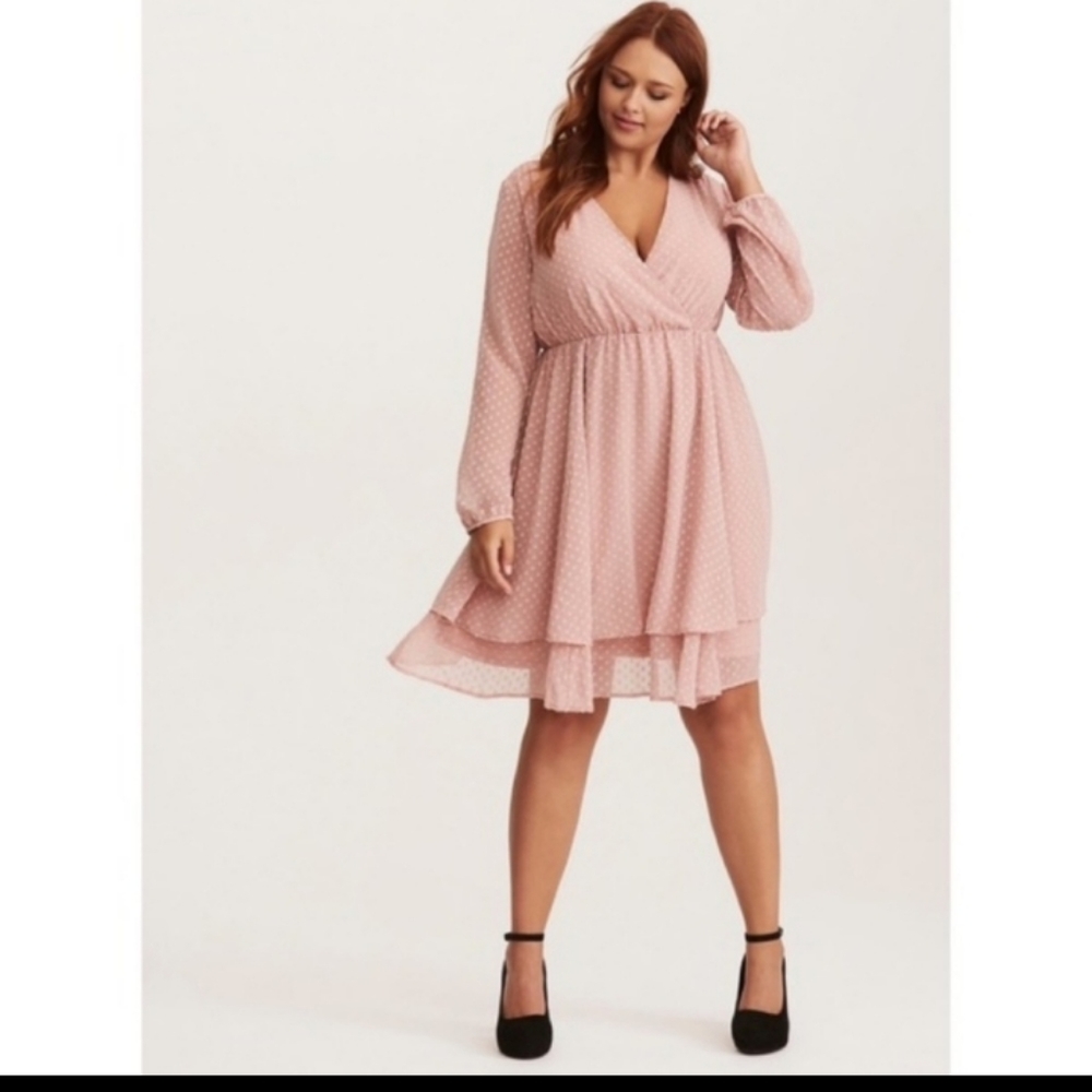 dusty rose layered textured dress